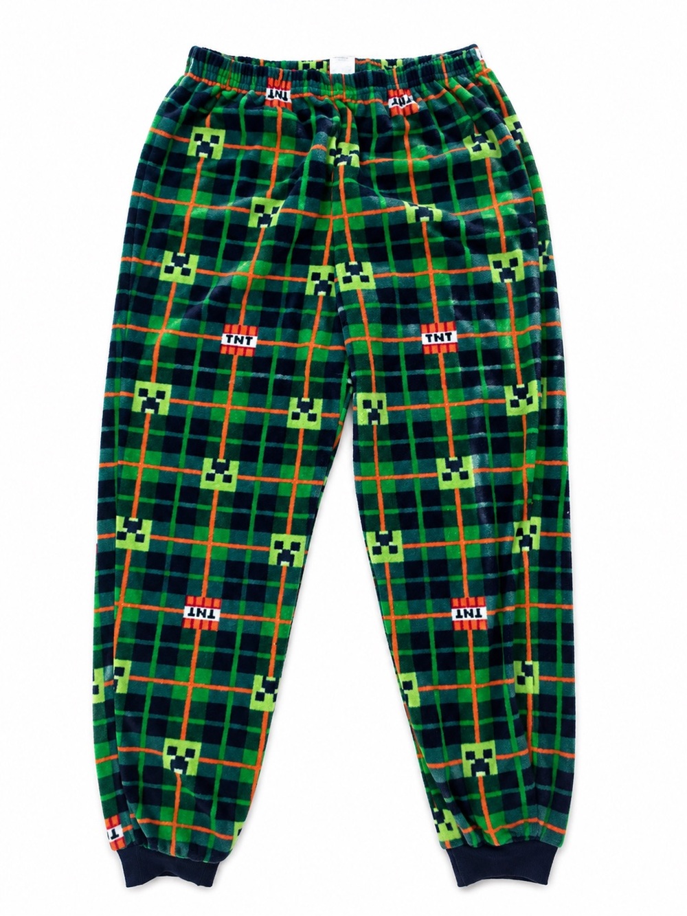 Minecraft Kids Green Plaid TNT Fleece Pajama Pants